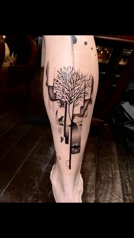 An Abstract Blackwork/Dotwork